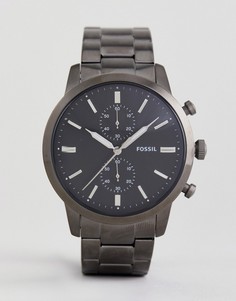 Часы-браслет 44 мм цвета пушечной бронзы с хронографом Fossil FS5349 Townsman - Серебряный