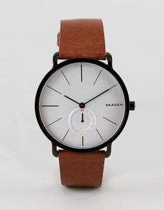 Часы со светло-коричневым кожаным ремешком Skagen SKW6216 Hagen - Рыжий