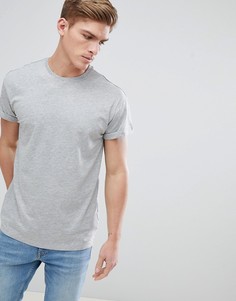 Серая меланжевая футболка с отворотами на рукавах New Look - Серый