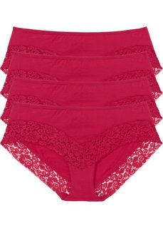 Трусики-панти с кружевом (4 шт.) (гранатовый) Bonprix