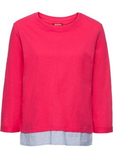 Футболка 2 в 1 с рукавом 3/4 (ярко-розовый гибискус) Bonprix