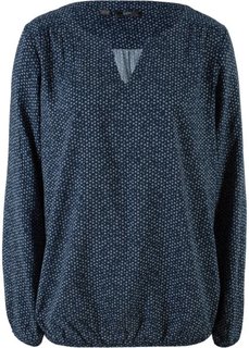 Блузка с длинным рукавом (темно-синий с рисунком) Bonprix