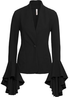 Пиджак с воланами на рукавах (черный) Bonprix