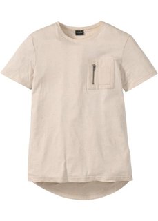 Длинная футболка Regular Fit (светло-бежевый) Bonprix