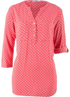 Блуза с рукавами 3/4 (нежно-омаровый/белый в горошек) Bonprix
