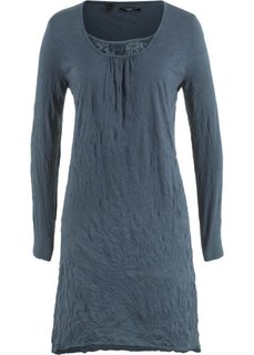 Платье с длинным рукавом из жатого материала (ночная синь) Bonprix