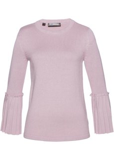 Пуловер с плиссировкой (розовый матовый) Bonprix