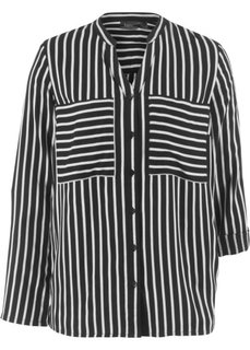 Блузка с длинным рукавом (черный в полоску) Bonprix