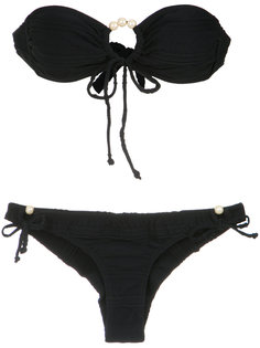 faux pearl embellished bikini set Amir Slama