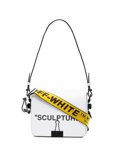 Bulldog Clip White Leather Shoulder Bag Off-White