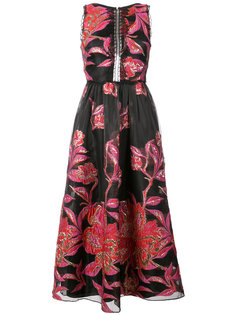 жаккардовое платье с цветочным принтом металлик  Marchesa Notte