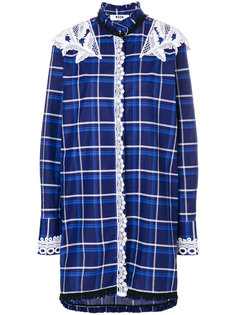платье-рубашка в клетку с кружевной отделкой  MSGM