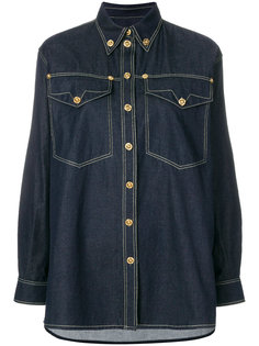embellished button denim shirt Versace