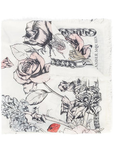 шарф с рисунком Crawling Rose Alexander McQueen