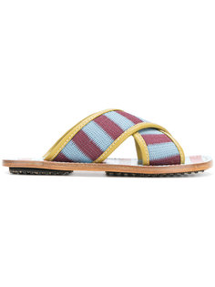 striped crossover sandals Marni