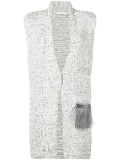 feathered detail sleeveless cardigan  Fabiana Filippi