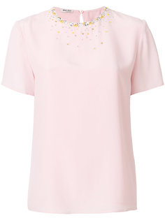 bead embellished crepe de chine top Miu Miu