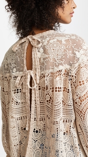 Anna Sui Cupids Clouds &amp; Scallop Lace Top