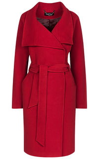 Бордовое пальто с поясом La Reine Blanche