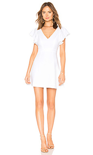 Deep v ruffle sleeve dress in optic white - BCBGeneration