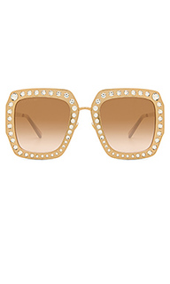 Солнцезащитные очки oversize square crystal metal - Gucci