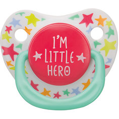 Соска-пустышка с колпачком "I am a hero", с 12 мес., Happy Baby