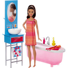 Набор мебели с куклой "Ванная комната", Barbie Mattel