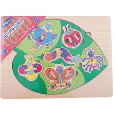 Игра из дерева "Весёлая шнуровка. Букашки", Step Puzzle Степ Пазл