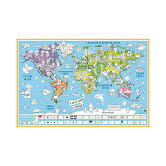 Карта-раскраска настенная карта мира "Страны" Бумбарам