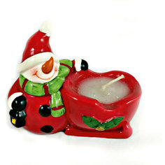 Дед Мороз и Снеговик-подсвечник со свечей, 8.2 x 4.5 x 7.7 см Mag2000