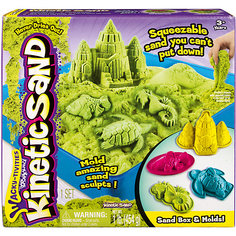 Песок для лепки Kinetic sand, 454 гр, лоток, 4 формочки, зеленый