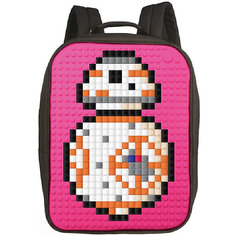 Пиксельный рюкзак большой (ортопедическая спинка) Upixel «Canvas classic pixel Backpack», фуксия