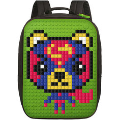 Пиксельный рюкзак большой (ортопедическая спинка) Upixel «Canvas classic pixel Backpack», зеленый