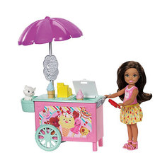 Игровой набор с мини-куклой Barbie Челси с тележкой мороженого Mattel