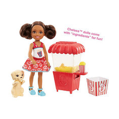 Игровой набор с мини-куклой Barbie "Челси и щенок" Ларёк с попкорном Mattel