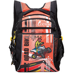 Рюкзак школьный Grizzly, чёрный/оранжевый