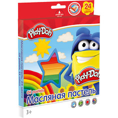 Масляная пастель (24 цвета) с раскрасками (2 шт), Play-Doh Академия групп