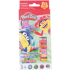 Play-Doh Масляная пастель 12 цветов в картонной коробке + 2 раскраски Размер 19,8 х 8,8 х 1,8 см. Kinderline