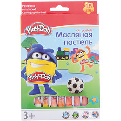 Play-Doh Масляная пастель 18 цветов в картонной коробке + 2 раскраски Размер 19,8 х 13 х 1,8 см. Kinderline