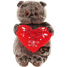 Мягкая игрушка Budi Basa Кот Басик с красным сердечком, 22 см
