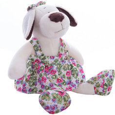 Мягкая игрушка TEDDY "Собака в платье с цветами", 24 см
