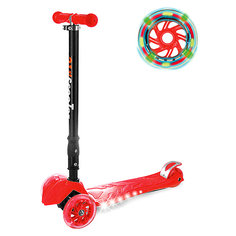 Детский трехколесный самокат Maxi со светящимися колесами , красный Buggy Boom