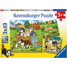 Пазл «Котята и щенки» 3х49шт Ravensburger
