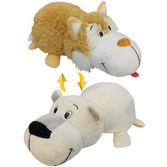 1toy плюш.Вывернушка 40 см 2в1 Бежевый хаски-Полярный медведь,пакет