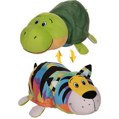 1toy плюш.Вывернушка 40 см 2в1 Радужный тигр-Черепаха,пакет