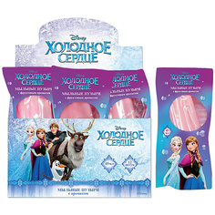 1toy Disney Холодное сердце, мыл. пуз. эскимо розовое на палочке в цвет.обертке, фруктовое, 45мл,, в д/б