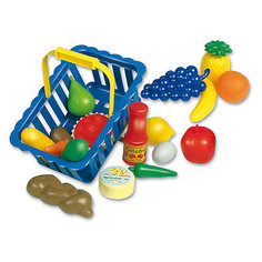 Игровой набор Dohany "Овощи и фрукты" в большой корзине, бордовый
