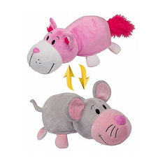 Мягкая игрушка-вывернушка 2 в 1 1Toy Розовый кот-Мышь, 35 см