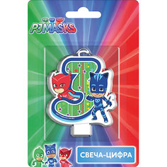 Свеча для торта Росмэн "Герои в масках. Свеча-цифра 3"