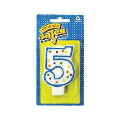 Свеча для торта Веселая затея "Цифра 5", 7,6 см